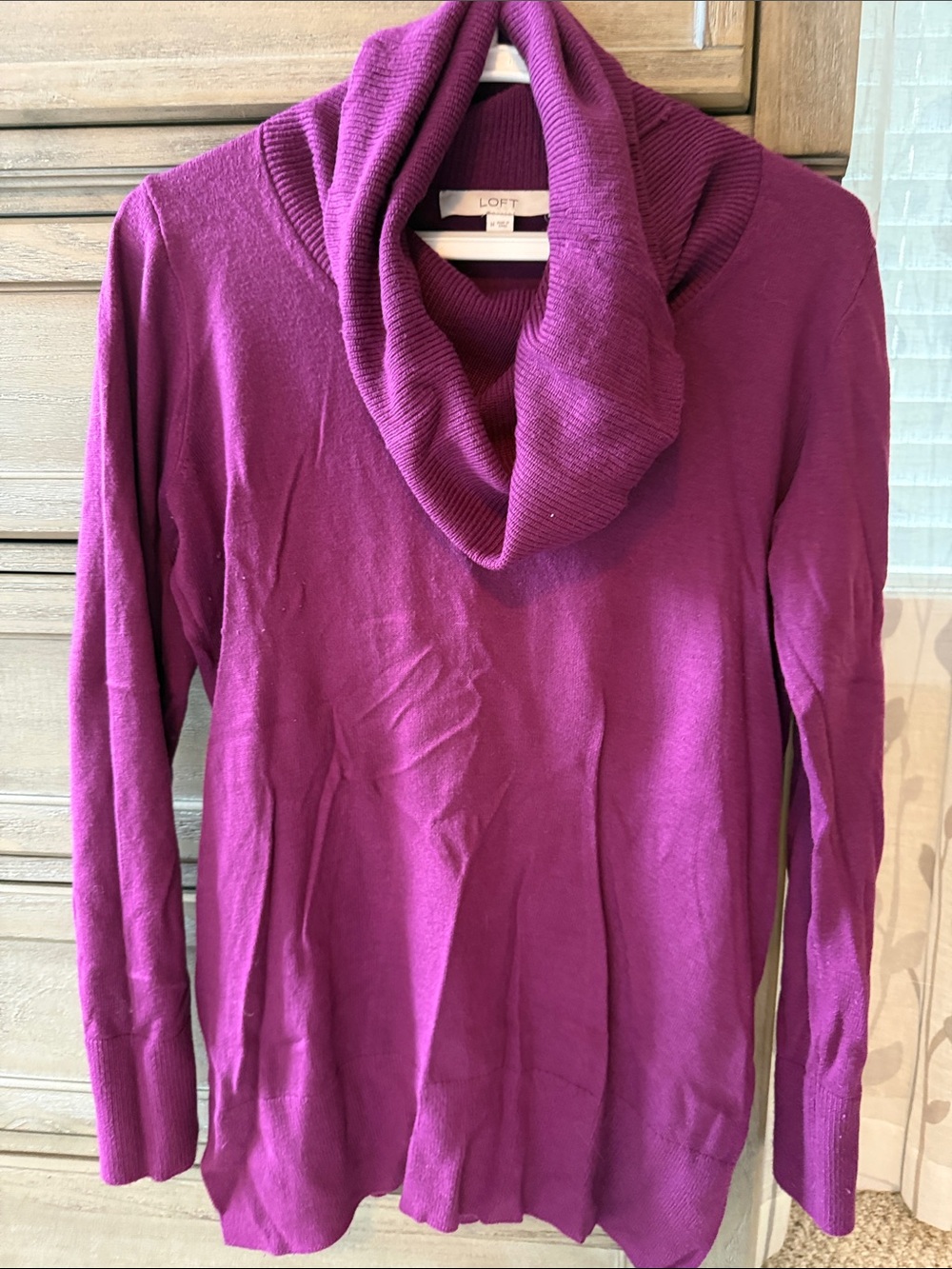 LOFT  Cowl Neck Sweater in Deep Magenta